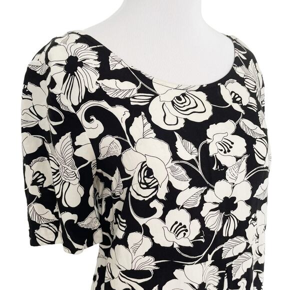 ANTHROPOLOGIE MAEVE Zola Floral Shift Dress w/ Pockets Size 0 Black & White Sz 0 - Picture 3 of 12